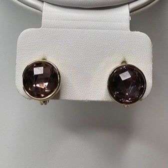Jjg Smoky Grey Faceted Cut Clip-On Gold Tone Earrings 1/2